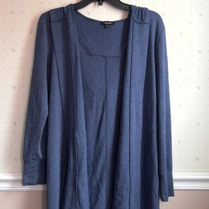 Verve Ami Blue Open Cardigan With Hood and Pockets